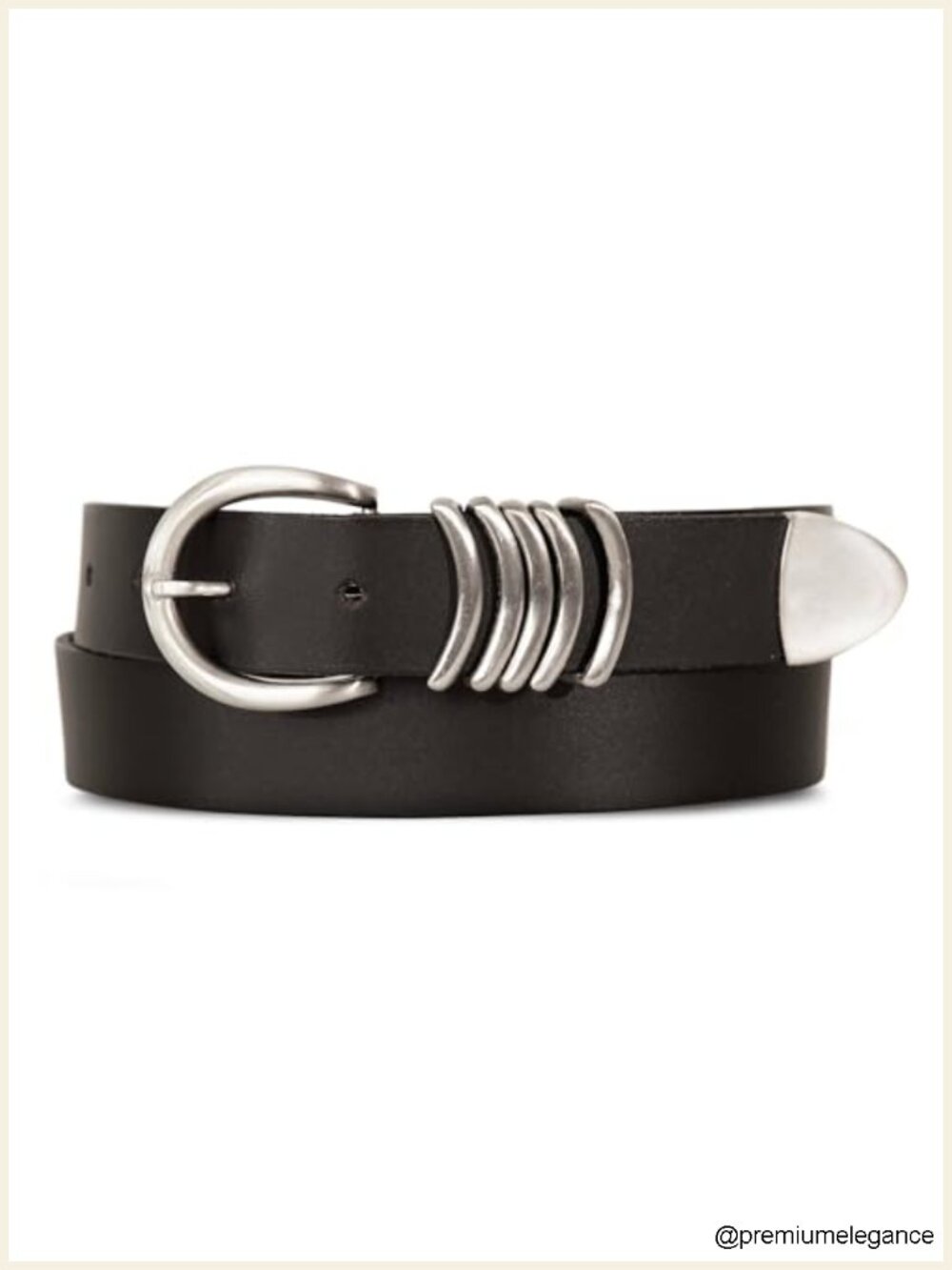 Genuine Buffalo Leather Belt - 1.375" Width - Harness Buckle - Silver Keepers -